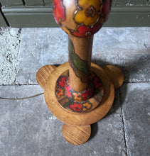 Load image into Gallery viewer, Art deco 1930&#39;s hand painted floral beech floor lamp