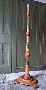 Art deco 1930's hand painted floral beech floor lamp