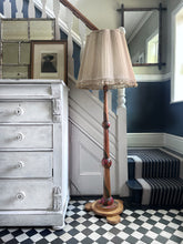 Load image into Gallery viewer, Art deco 1930&#39;s hand painted floral beech floor lamp