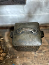 Load image into Gallery viewer, Arts &amp; Crafts antique brass repousse hammered tea caddy