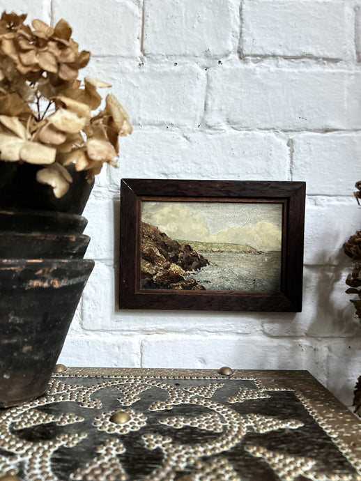 A small antique Victorian Coastal seascape oil painting.