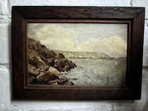 A small antique Victorian Coastal seascape oil painting.