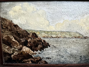 A small antique Victorian Coastal seascape oil painting.