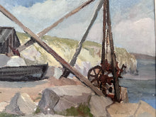 Load image into Gallery viewer, Portland Dorset Beach scene oil on board Mid Century