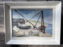 Load image into Gallery viewer,  Portland Dorset Beach scene oil on board Mid Century