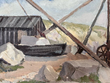 Load image into Gallery viewer, Portland Dorset Beach scene oil on board Mid Century