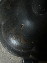 Load image into Gallery viewer, Black Victorian tilt top papier mache table with floral top and mother of pearl inlay