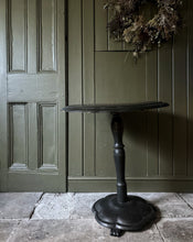 Load image into Gallery viewer, Black Victorian tilt top papier mache table with floral top and mother of pearl inlay