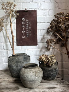 Dark grey Clay Vintage Japanese fermenting pot
