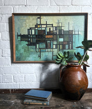 Load image into Gallery viewer, British School Modernist Mid Century Abstract Oil Painting on board signed