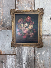 Load image into Gallery viewer, British antique small floral still life oil painting on board in gilt frame