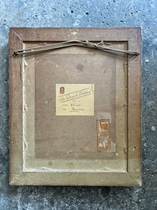 British antique small floral still life oil painting on board in gilt frame