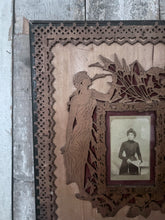 Load image into Gallery viewer, Antique Carved wooden decorative fret work Art Noveau picture frame