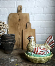 Load image into Gallery viewer, Colourful antique early 1900&#39;s staffordshire hen on nest tureen
