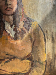 Mid 20th Century oil painting portrait on canvas