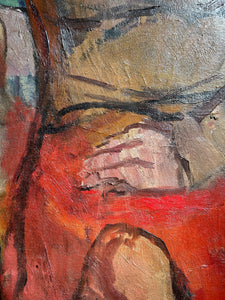 Mid 20th Century oil painting portrait on canvas