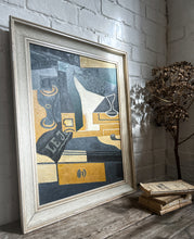 Load image into Gallery viewer, Cubist vintage Mid century oil painting on board in the style of Spanish artist Juan Gris