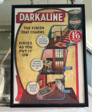 Load image into Gallery viewer, Darkaline brand vintage framed card advertsing sign