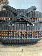 Load image into Gallery viewer, Decorative French antique Bresson wicker market basket