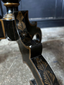 Decorative gold painted black lacquered side table