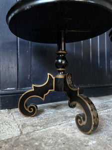 Decorative gold painted black lacquered side table
