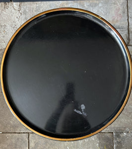 Decorative gold painted black lacquered side table