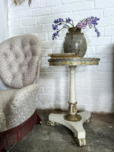 Load image into Gallery viewer, Decorative hand painted vintage 1940&#39;s wooden tripod wine side table