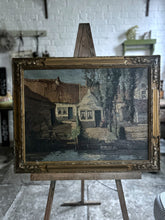 Load image into Gallery viewer, Dutch School canal side landscape oil painting on canvas