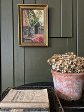 Load image into Gallery viewer, Early 20th Century Bloomsbury style still life Iris's in decorative jug oil painting 