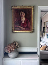 Load image into Gallery viewer, Early 20th Century Realism oil painting portrait woman in red