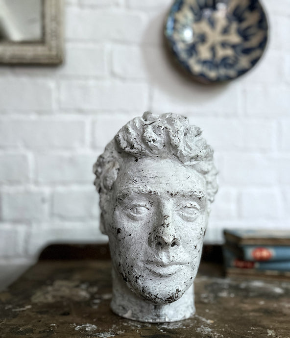 Early 20th Century terracotta painted white sculpture bust gentleman Bloomsbury style