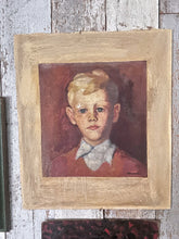 Load image into Gallery viewer, Early 20th Century young boy portrait oil painting on board