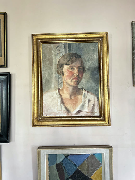 Early 20th century antique oil painting realism portrait on canvas Slade school artist