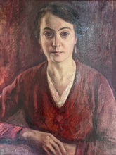 Load image into Gallery viewer, Early 20th Century Realism oil painting portrait woman in red