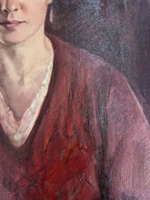 Load image into Gallery viewer, Early 20th Century Realism oil painting portrait woman in red