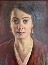 Load image into Gallery viewer, Early 20th Century Realism oil painting portrait woman in red