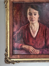 Load image into Gallery viewer, Early 20th Century Realism oil painting portrait woman in red