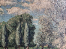 Load image into Gallery viewer, Early 20th Century antique oil painting landscape farm scene on board in original gilt frame