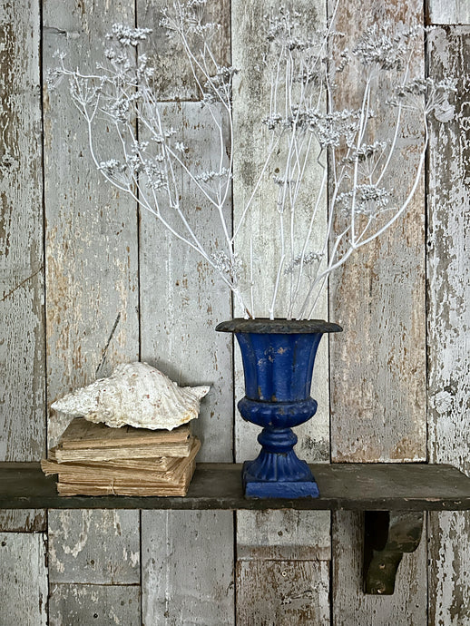 Early 20th Century medici blue painted cast iron urn