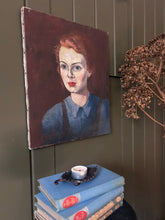 Load image into Gallery viewer, Early 20th century French Realism landgirl portrait oil painting on canvas