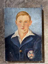 Load image into Gallery viewer, Early 20th Century young man in sports blazer oil on canvas