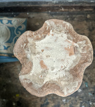 Load image into Gallery viewer, Eastern European Vintage heavy terracotta hand painted scallop shaped vase