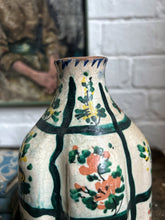 Load image into Gallery viewer, Eastern European Vintage heavy terracotta hand painted scallop shaped vase