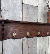 Load image into Gallery viewer, Edwardian antique carved dark wood coat rack with shelf