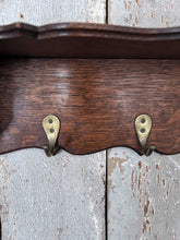 Load image into Gallery viewer, Edwardian antique carved dark wood coat rack with shelf