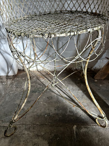 An English Regency wirework antique garden conservatory chair with scallop detail