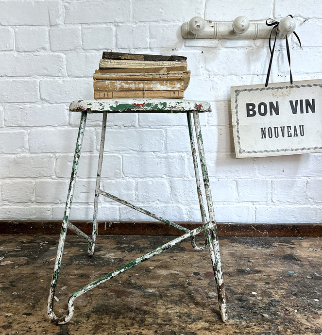 European Mid 20th Century Industrial metal painted stool