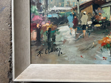 Load image into Gallery viewer, Mid 20th Century Impressionistic Paris Flower market Street Scene Oil painting on canvas