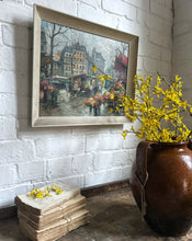 Load image into Gallery viewer, Mid 20th Century Impressionistic Paris Flower market Street Scene Oil painting on canvas