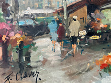 Load image into Gallery viewer, Mid 20th Century Impressionistic Paris Flower market Street Scene Oil painting on canvas